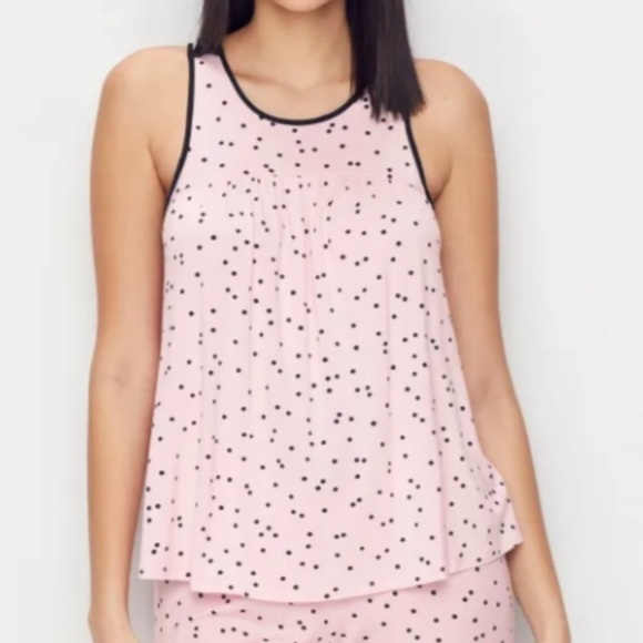Kate Spade Polka Dot Satin Bow Shoulder‎ Detail Sleeveless Tank Top Sleep Shirt - Picture 1 of 9